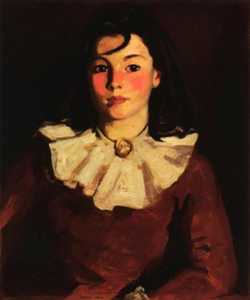 Portrait Of Cara In A Red Dress by Robert Henri