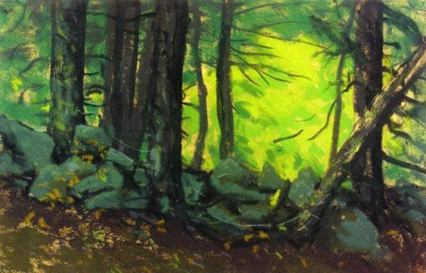 The Stone Wall With Woods by Robert Henri