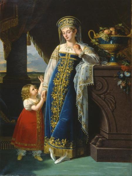 Portrait Of Princess M.f. Baryatinskaya With Her Daughter by Robert Lefevre