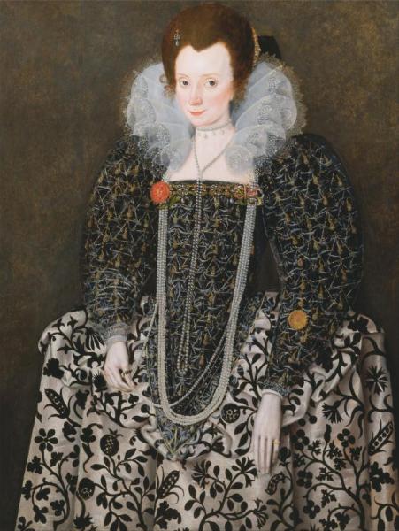 Portrait Of A Woman(traditionally Identified As Mary Clopton Born Waldegrave, Of Kentwell Hall, Suffolk) by Robert Peake The Elder