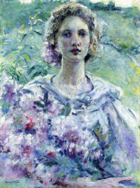 Girl With Flowers by Robert Reid