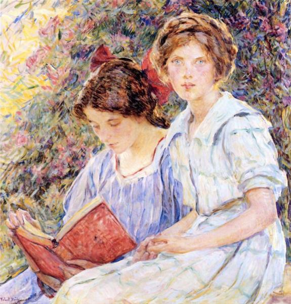 Two Women Reading by Robert Reid Oil Painting Reproductions