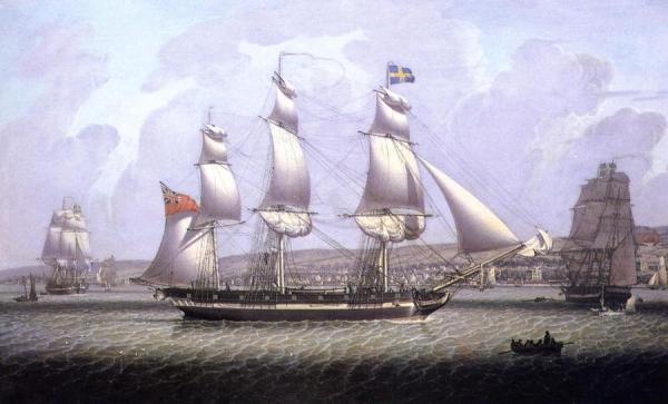 A Frigate Of The Baltic Fleet Off Greenock by Robert Salmon