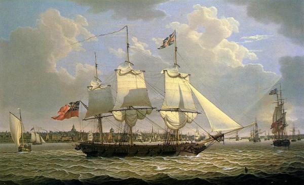 Robert Salmon A Mail Packet With Other Shipping Off Liverpool