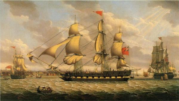 Robert Salmon British Merchantman In The River Mersey Off Liverpool