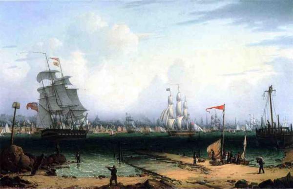 View Of Liverpool From Cheshire by Robert Salmon