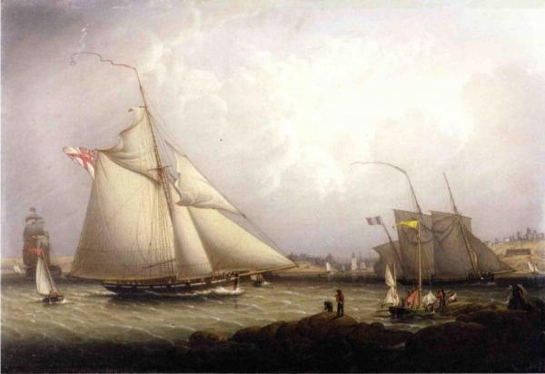 English Cutter And Lugger, Off North Shields by Robert Schade