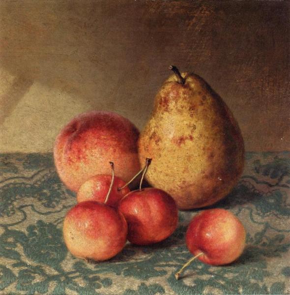 Pear, Peach And Cherries by Robert Spear Dunning