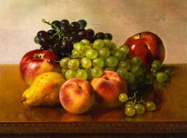 Still Life With Apples, Grapes, Peaches And Pear by Robert Spear Dunning