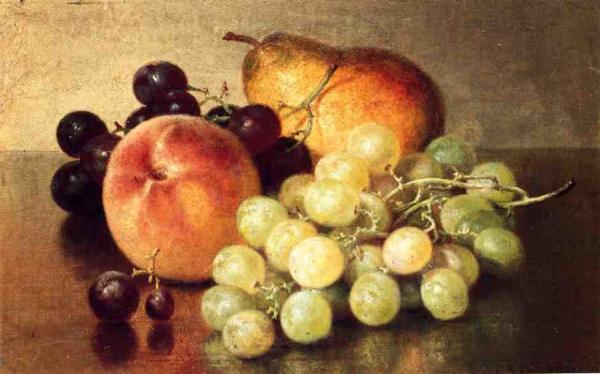 Still Life With Peach, Pear And Grapes by Robert Spear Dunning Oil Painting Reproductions