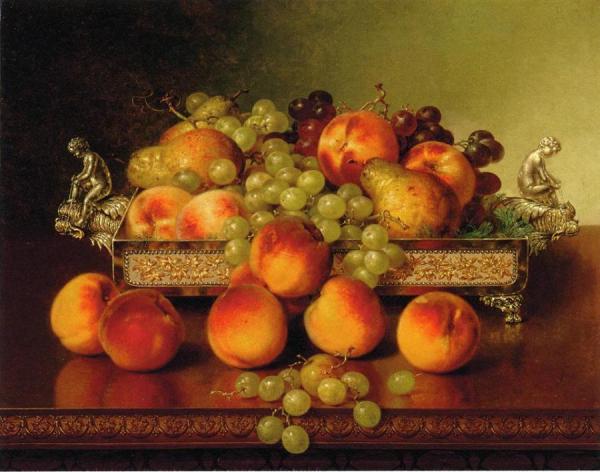Still Life With Peaches And A Silver Dish by Robert Spear Dunning