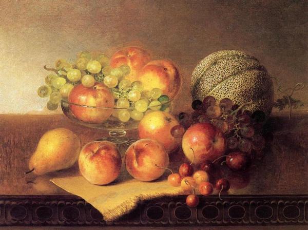 Tabletop Still Life With Fruit by Robert Spear Dunning Oil Painting Reproductions