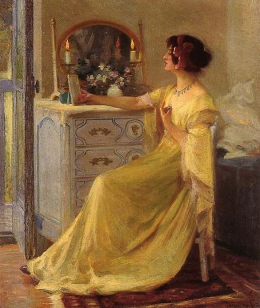 Bessie Potter Vonnoh At Her Dressing Table by Robert Vonnoh