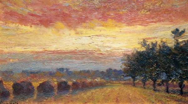 Haystacks Under A Rainy Sky by Robert Vonnoh