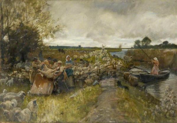 Sheepshearing In The Fens by Robert Walker Macbeth