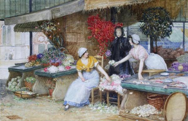 The Market Place by Robert Walker Macbeth Oil Painting Reproductions