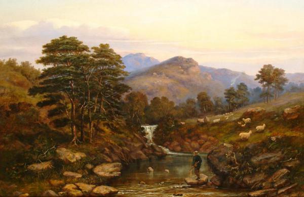 Trout Fishing At Sunset by Robert Walker Macbeth Oil Painting Reproductions