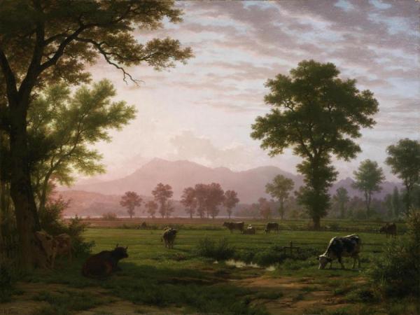 Robert Zund Landscape Near Lucerne With View To Mount Rigi