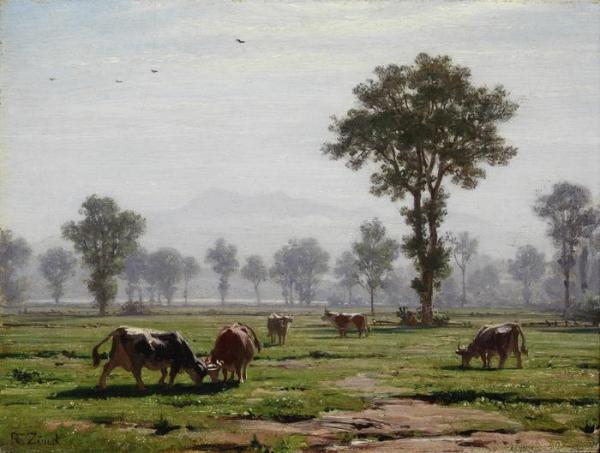 Landscape With Grazing Cows, Near Lucerne by Robert Zund