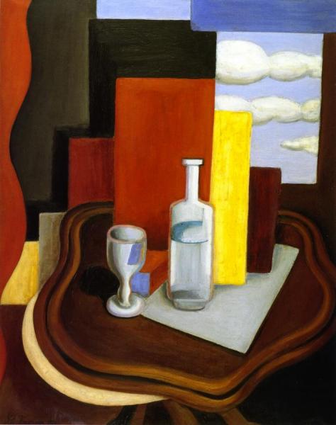 Louis-philipe Table With A Bottle And Glass by Roger De La Fresnaye