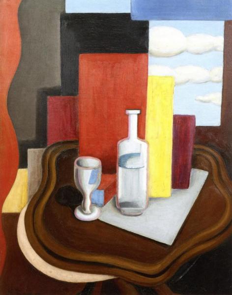 Roger De La Fresnaye Louis-philippe Table With A Bottle And Glass