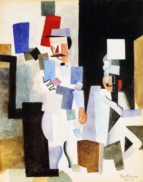 The Postman In A Shelter With A Friend by Roger De La Fresnaye