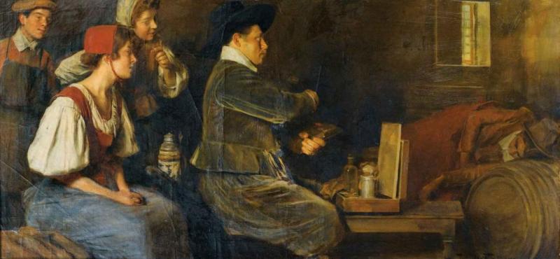 Selfportrait Of The Artist In His Studio by Roman Ribera Cirera