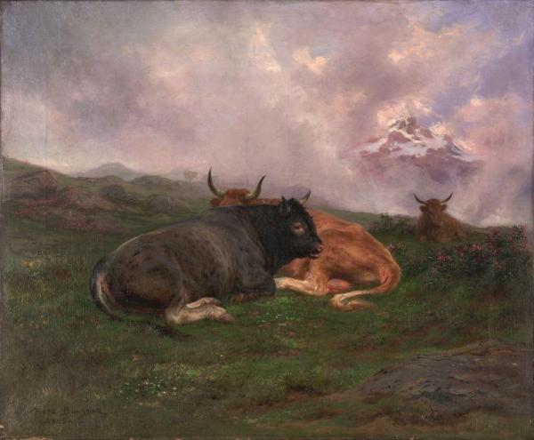 Cattle At Rest On A Hillside In The Alps by Rosa Bonheur Oil Painting Reproductions