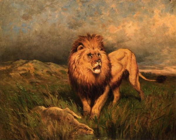 Lion And Prey by Rosa Bonheur Oil Painting Reproductions