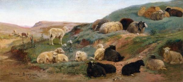 Rosa Bonheur Sheep In A Mountainous Landscape