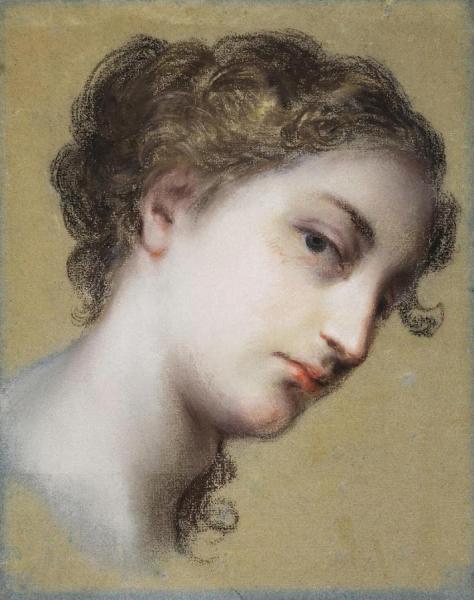 Head Of A Young Dark-haired Woman by Rosalba Carriera Oil Painting Reproductions