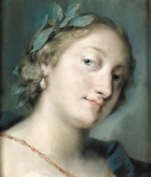 Portrait Of A Poetess Crowned With A Laurel Wreath by Rosalba Carriera Oil Painting Reproductions
