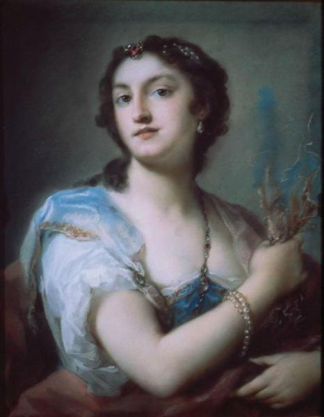 Portrait Of A Woman Dressed With Jewels by Rosalba Carriera