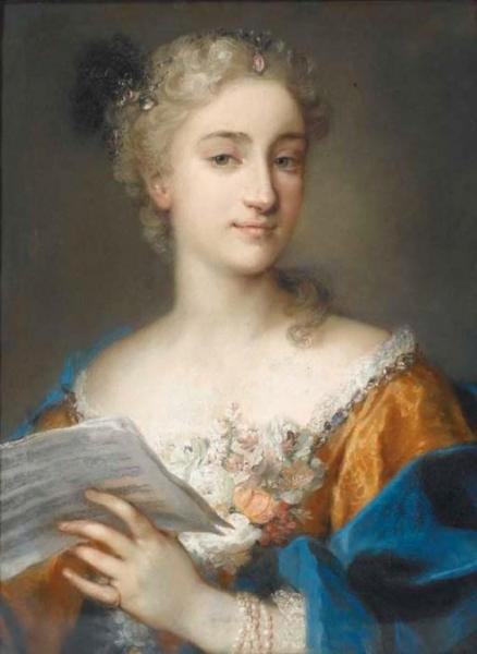 Portrait Of A Woman Holding A Musical Score by Rosalba Carriera Oil Painting Reproductions