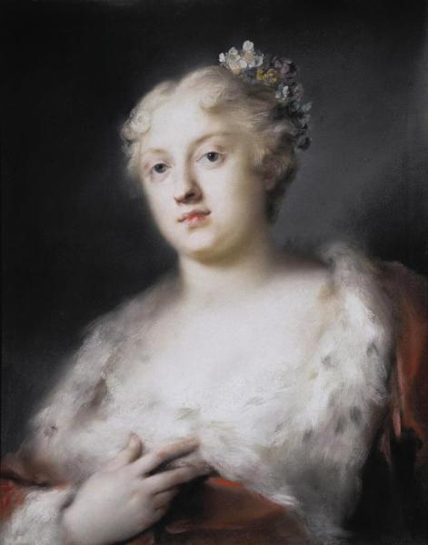 Portrait Of A Young Lady In A Dress Trimmed With Fur by Rosalba Carriera Oil Painting Reproductions