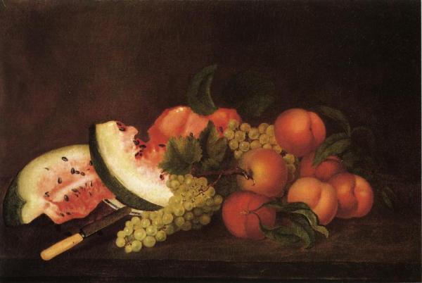 Still Life With Grapes, Watermelon, And Peaches by Rubens Peale