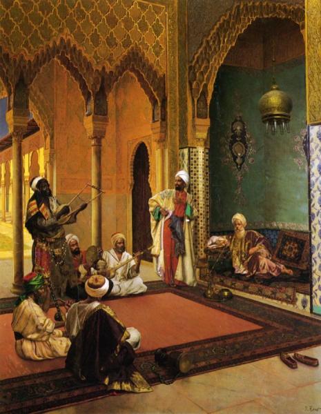 Traveling Musicians Playing For The Sultan by Rudolf Ernst Oil Painting Reproductions