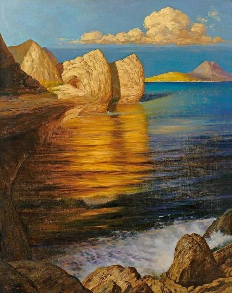 Rocky Shore On Capri by Rudolf Hacke