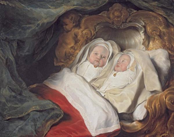 Double Portrait Of The Twins Clara And Aelbert by Salomon De Bray
