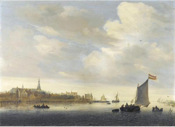 A River View With The Town Of Weesp by Salomon Van Ruysdael Oil Painting Reproductions