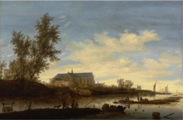 A View Of Alkmaar With The Sint Laurenskerk From The North by Salomon Van Ruysdael