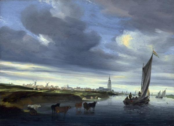 A View Of Rhenen Seen From The West by Salomon Van Ruysdael
