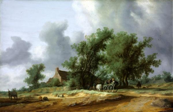 Road In The Dunes With A Passanger Coach by Salomon Van Ruysdael