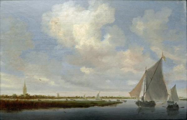 Sailboats On The Wijkermeer by Salomon Van Ruysdael