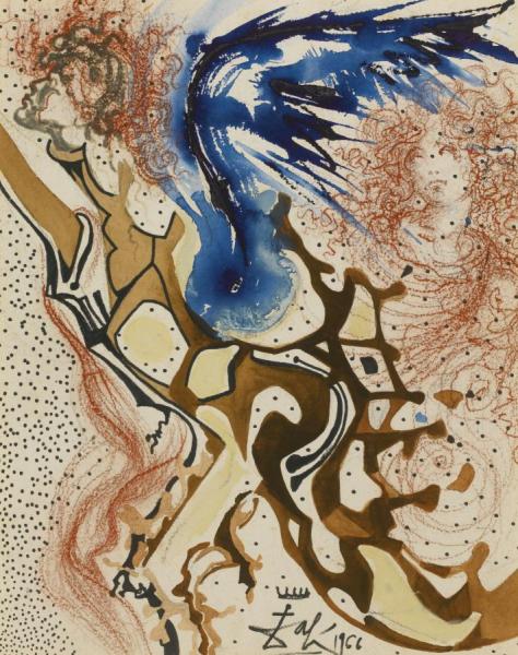 Salvador Dalí Angels Of The Rebirth (illustration Pour La SÉrie Lithographique Aliyah,1966)