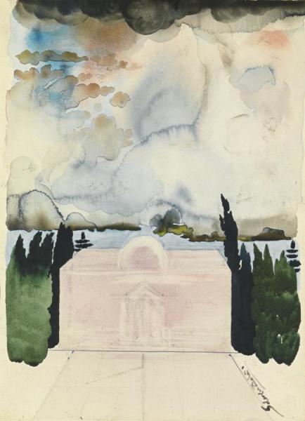 Projet D'architecture Pour Une Villa (femme Dans Le Ciel) by Salvador Dalí