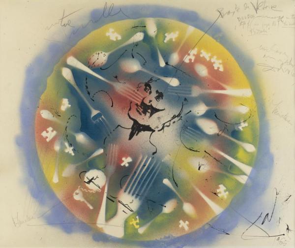 Study For Double Image   Apparition Of The Invisible Bust Of Voltaire by Salvador Dalí