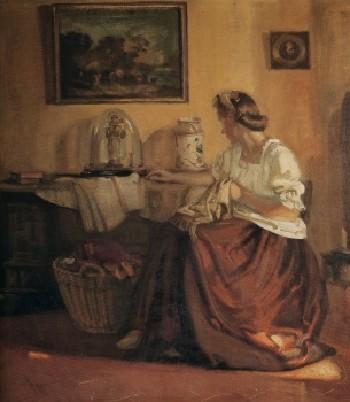 Mujer Bordando by Salvador Tuset Tuset