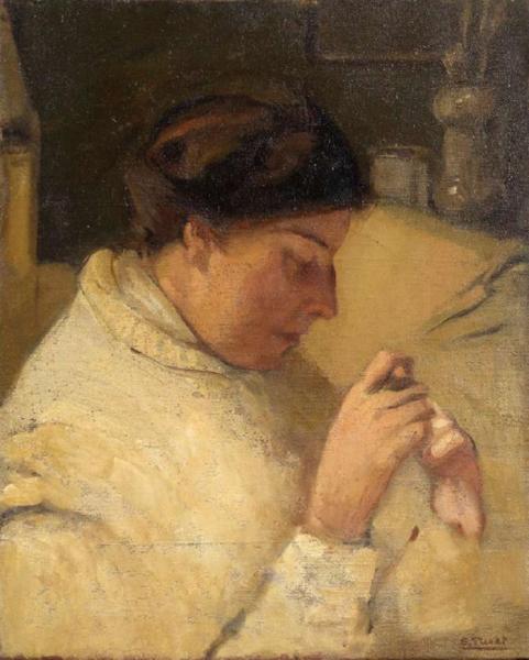 Mujer Cosiendo by Salvador Tuset Tuset