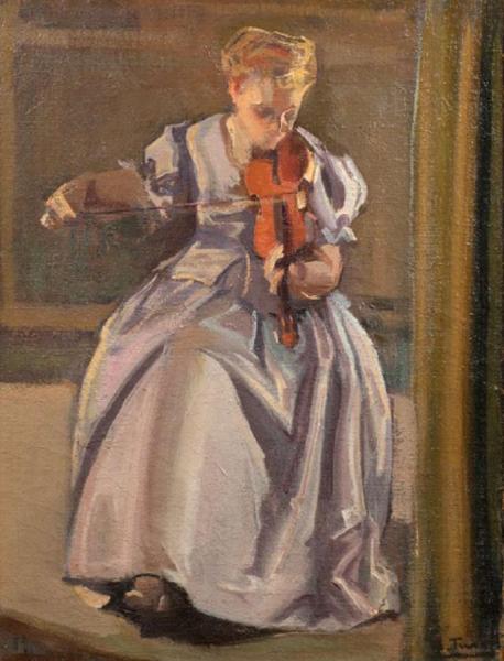 Mujer Tocando El Violin by Salvador Tuset Tuset